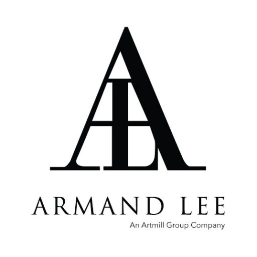 Armand Lee's monogram logo with black text and bluish gray background
