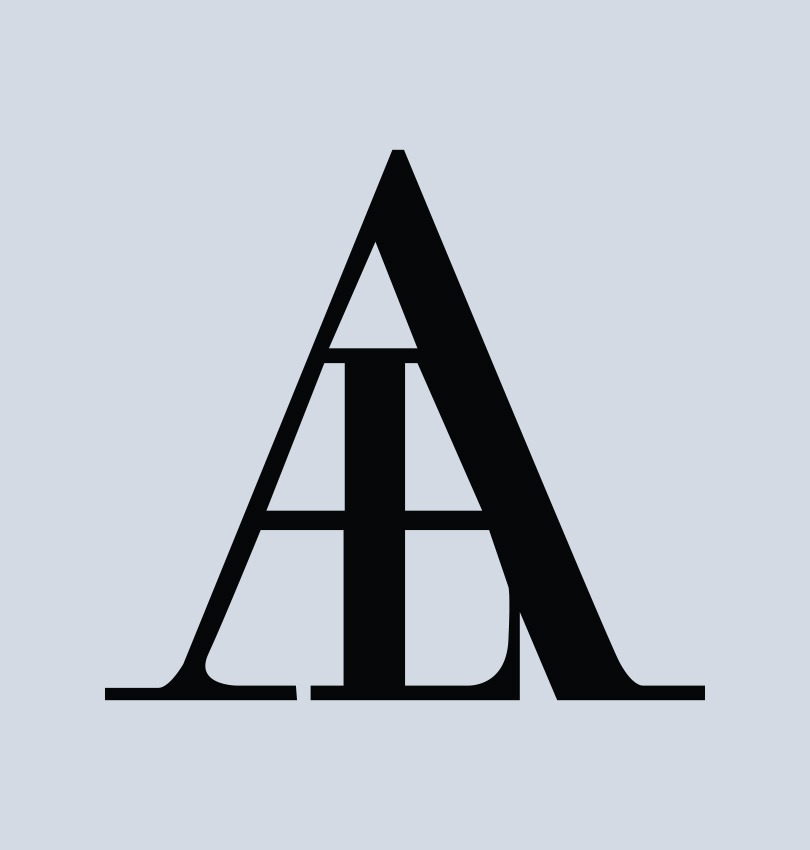 Armand Lee's monogram logo with black text and bluish gray background